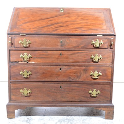 Lot 299 - George III mahogany bureau.