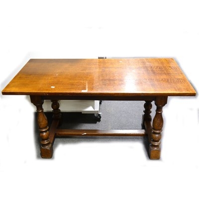 Lot 325 - Oak trestle table, early 20th century