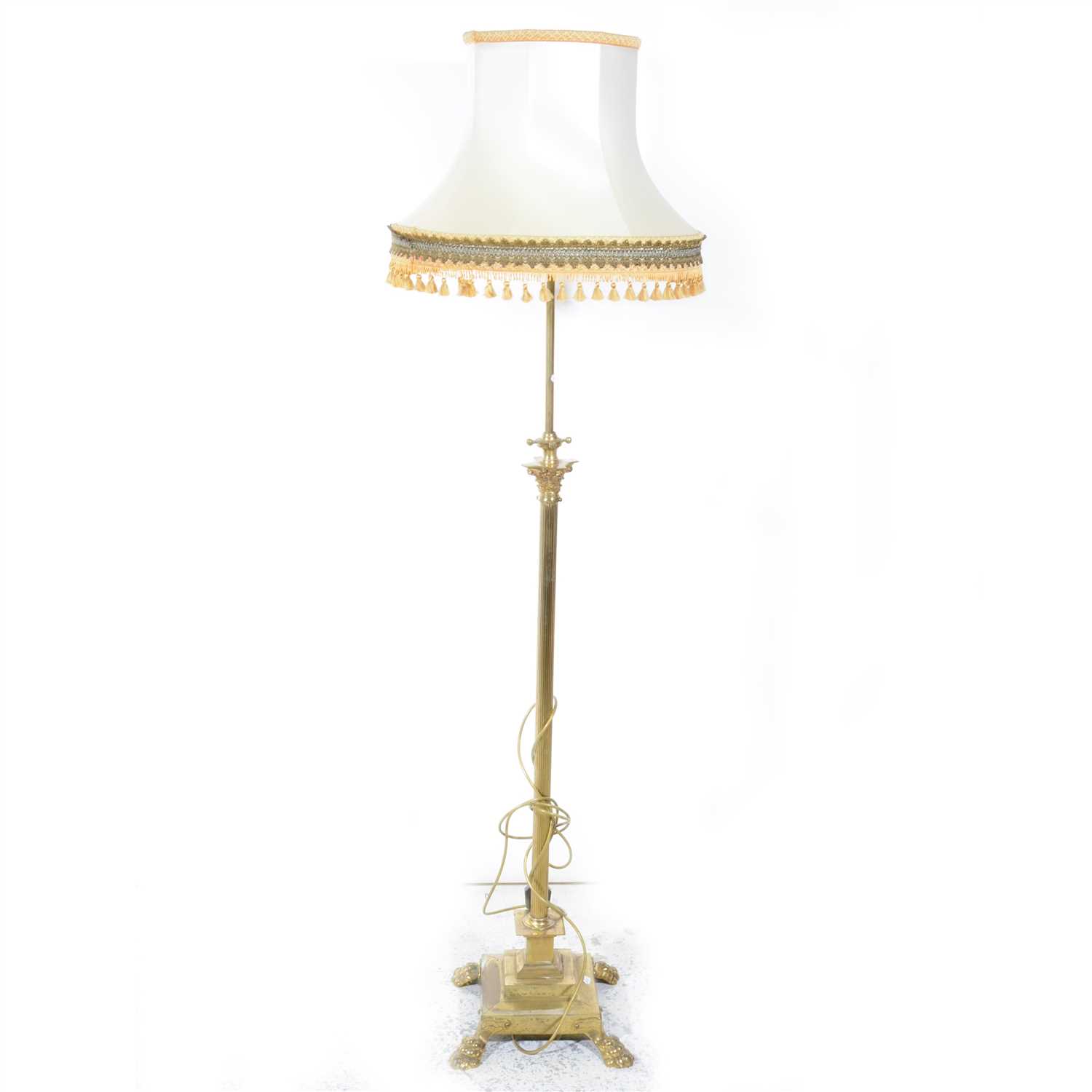 Lot 358 - Brass Corinthian column adjustable standard lamp.