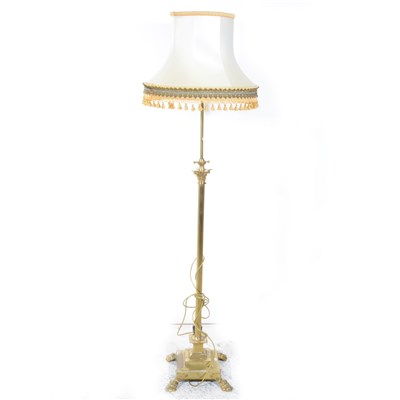 Lot 358 - Brass Corinthian column adjustable standard lamp.
