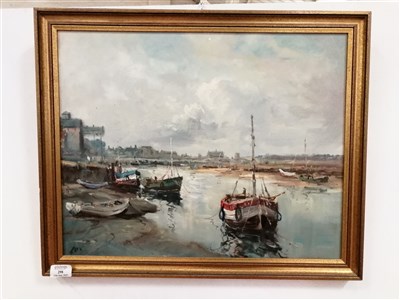 Lot 298 - *Cox, A harbour scene, possibly Wells-Next-The-Sea