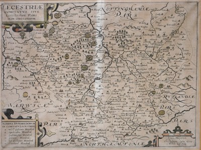 Lot 300 - After William Kip, Leicestershire, hand coloured county map