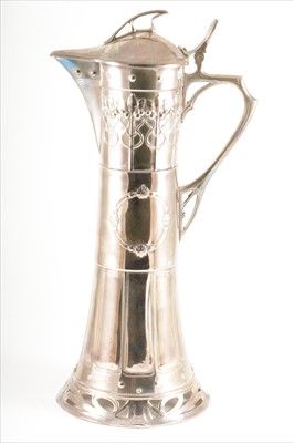 Lot 90 - A large Jugendstil silvered metal wine jug, by WMF, circa 1900