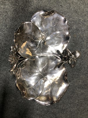 Lot 97 - An Art Nouveau silvered metal figural visiting card tray, by WMF, circa 1905.