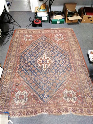 Lot 431 - An antique North-west Persian rug, large lozenge medallion