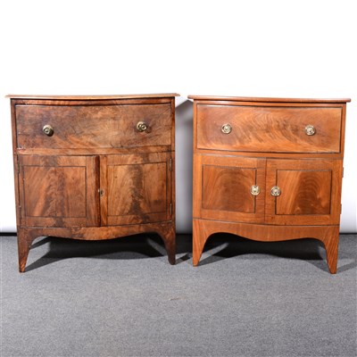 Lot 370 - A Victorian mahogany bowfront night cupboard, and another similar