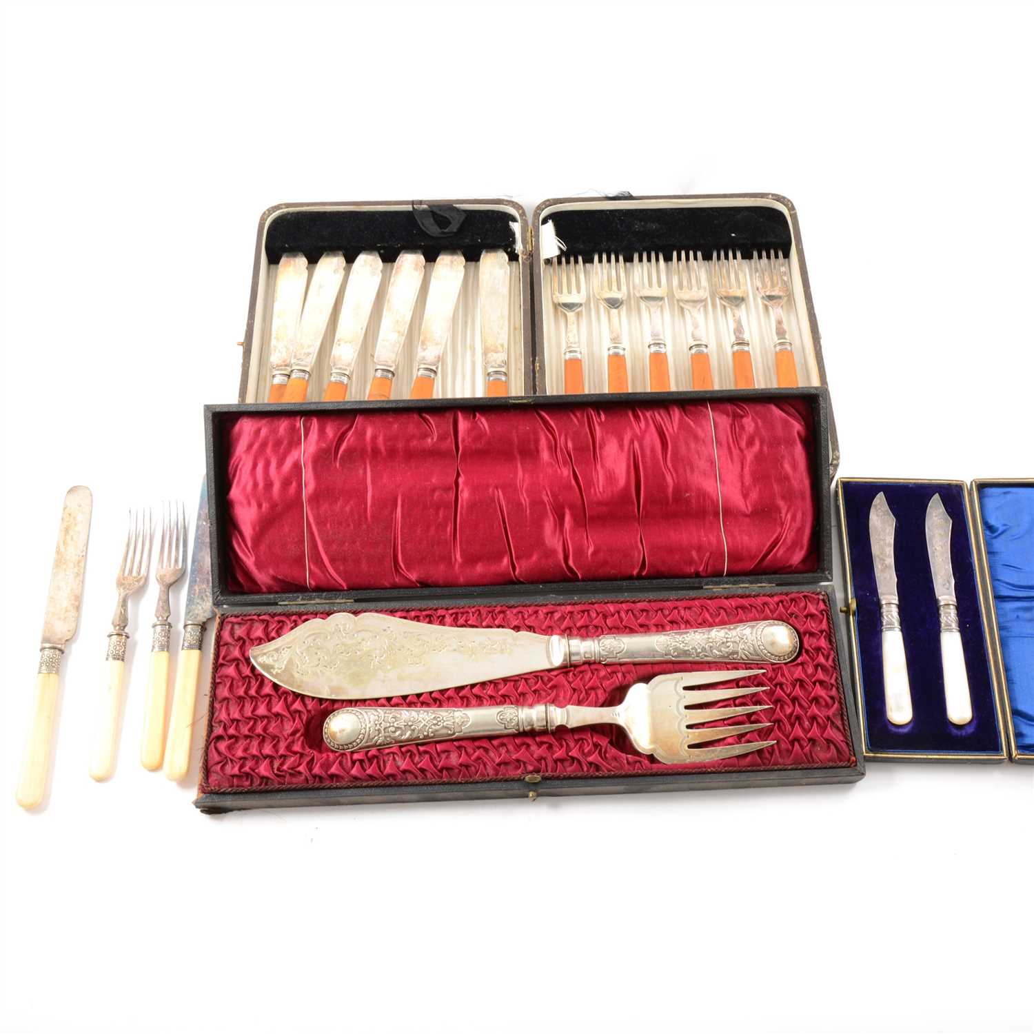 Lot 143 - Silver plated tray and cutlery