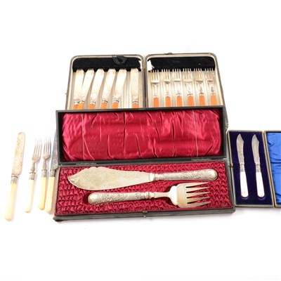 Lot 143 - Silver plated tray and cutlery