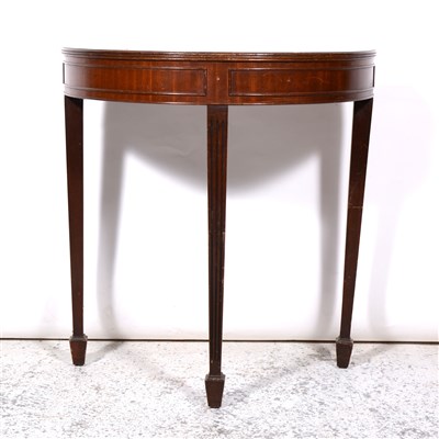 Lot 508 - Reproduction mahogany demi lune hall table.