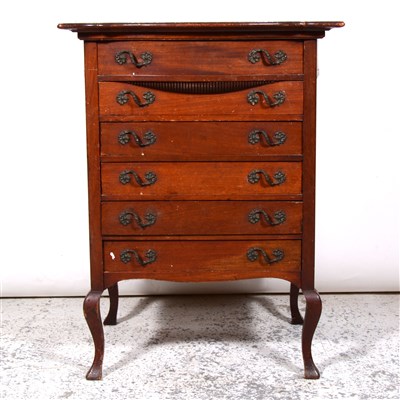 Lot 385 - Mahogany six drawer music cabinet.