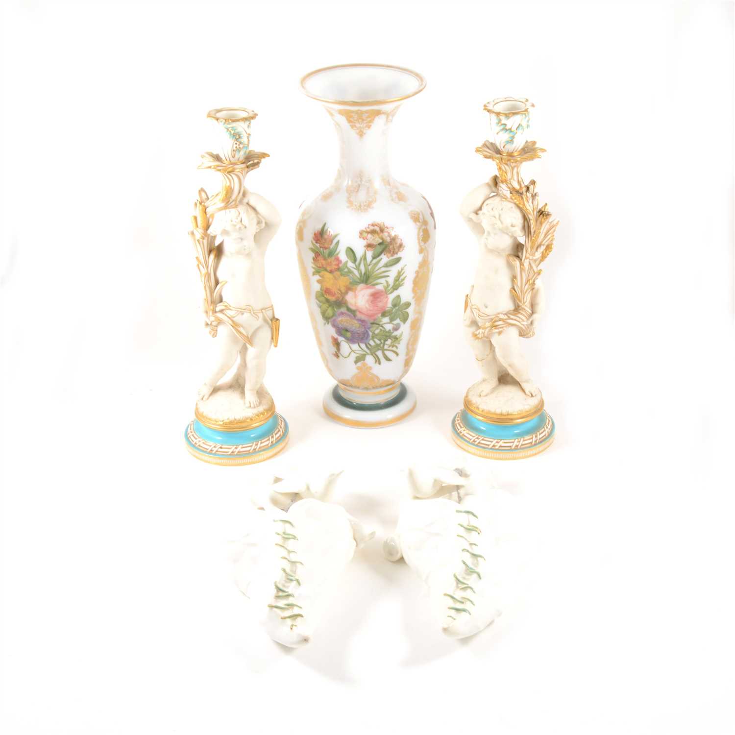 Lot 5 - Pair of Royal Worcester two wall pockets, circa 1880, etc
