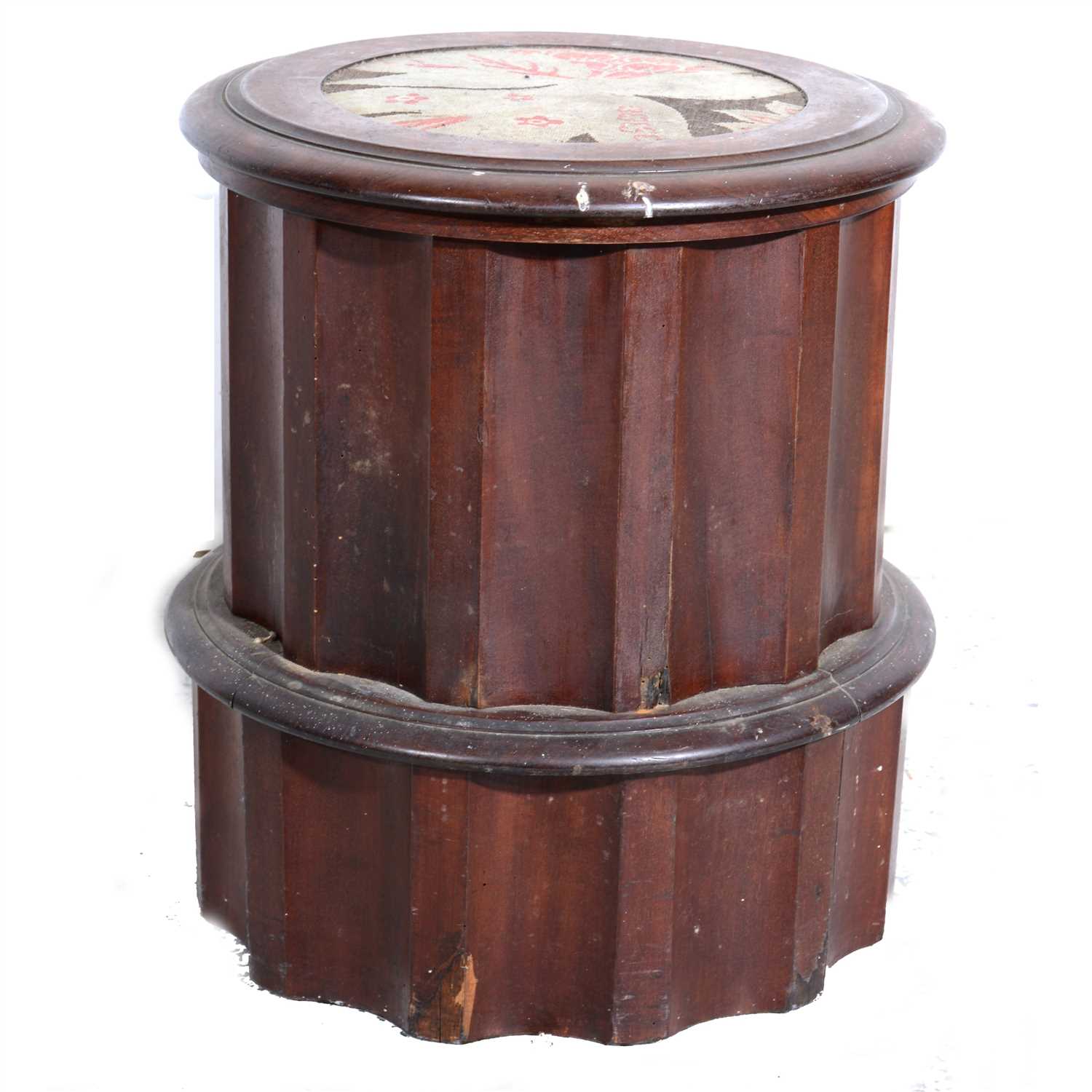 Lot 303 - A Victorian mahogany fluted cylindrical commode, ...