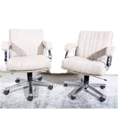 Lot 335 - A pair of upholstered swivel office chairs, ...