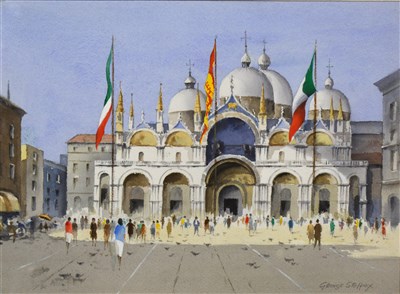 Lot 377 - George Stelfox, St. Mark's Square, Venice, ...