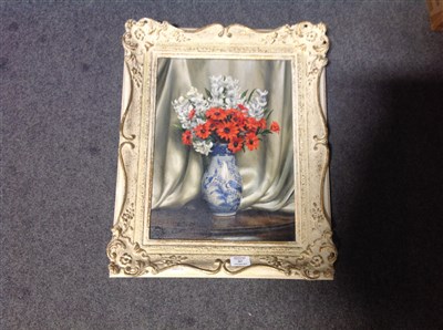 Lot 267 - F. H. L. Grace, Still life of flowers, in a delft vase, and another similar work.