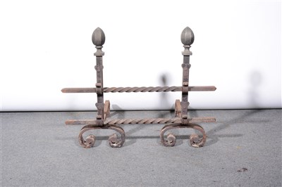 Lot 429 - Cast iron fire back and pair of andirons.