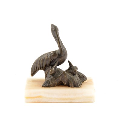 Lot 145 - S. Punto, pelican and young, small bronze animalia