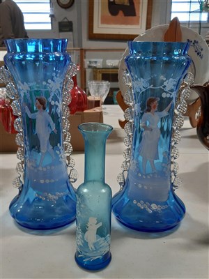 Lot 44 - A small collection of 'Mary Gregory' style coloured glassware