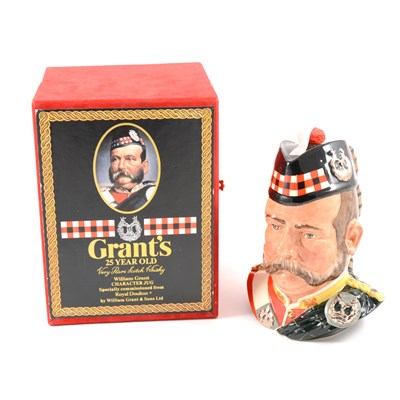 Lot 160 - Grants - 25 yr old whisky in Royal Doulton character jug, barrel handle, full and boxed.