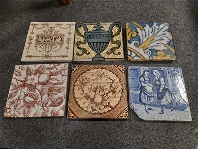 Lot 53 - A collection of Victorian and later decorative ceramic tiles