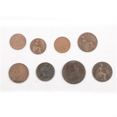 Lot 185 - Box of pre decimal copper coinage from late 18th Century - mixed.