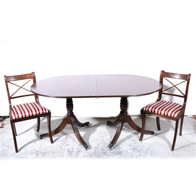 Lot 369 - Reproduction mahogany finish dining suite, table and six chairs