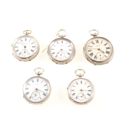 Lot 236 - Five silver open faced pocket watches
