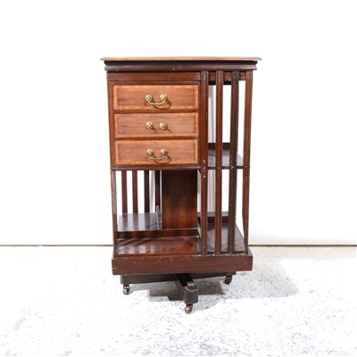 Lot 328 - An Edwardian inlaid mahogany revolving bookcase