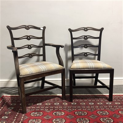 Lot 377 - A set of six George III style mahogany dining chairs, ...