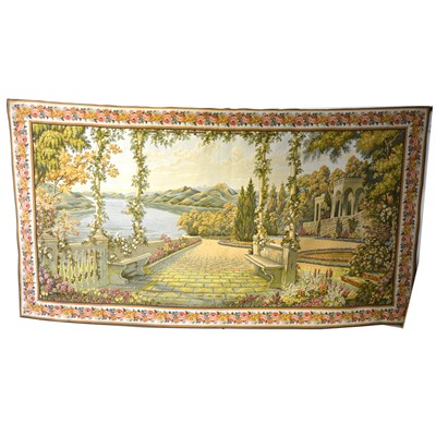 Lot 276 - Machine-made tapestry wall hanging, Lakeside garden