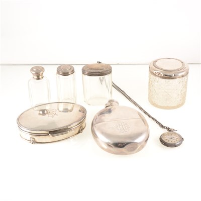 Lot 183 - A collection of silver items, to include a hip flask by William Seaman
