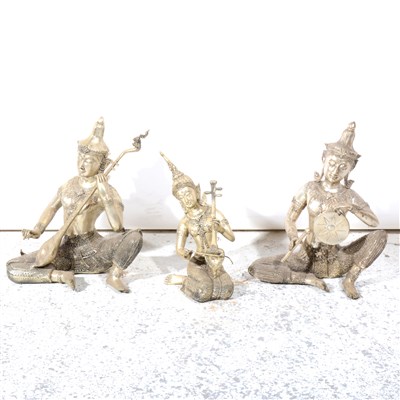 Lot 226 - Five contemporary metallic Tibetan figures