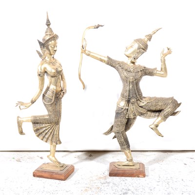 Lot 226 - Five contemporary metallic Tibetan figures