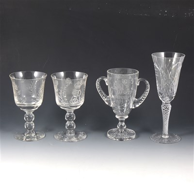 Lot 61 - Stuart Crystal Silver Jubilee commemorative goblet, 1977, and other commemorative glass.