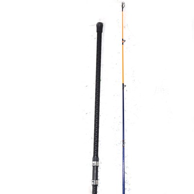 Lot 155 - Fishing: two Banshee graphite beach rods and a kit box