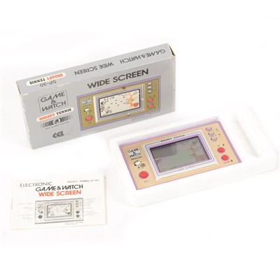 Lot 303 - Nintendo hand-held Game & Watch "Snoopy Tennis" Wide SP-30, in original box with instructions.