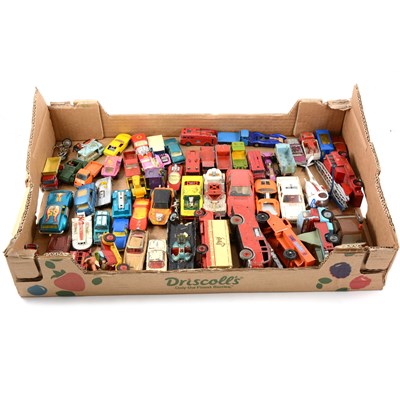 Lot 157 - Die-cast models and vehicles, a loose selection of playworn examples, one box.