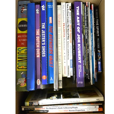 Lot 315 - Three boxes of books, including graphic novels, comic art, drawing, comic books and art.