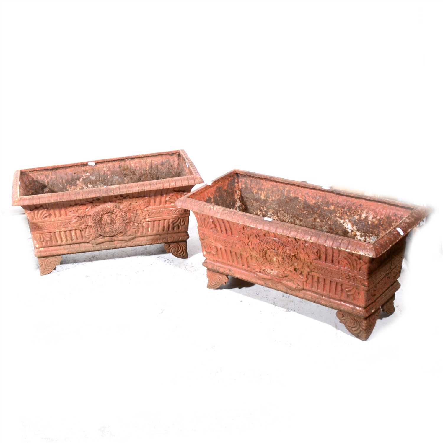 Lot 413 - A pair of Victorian style cast iron planters, ...