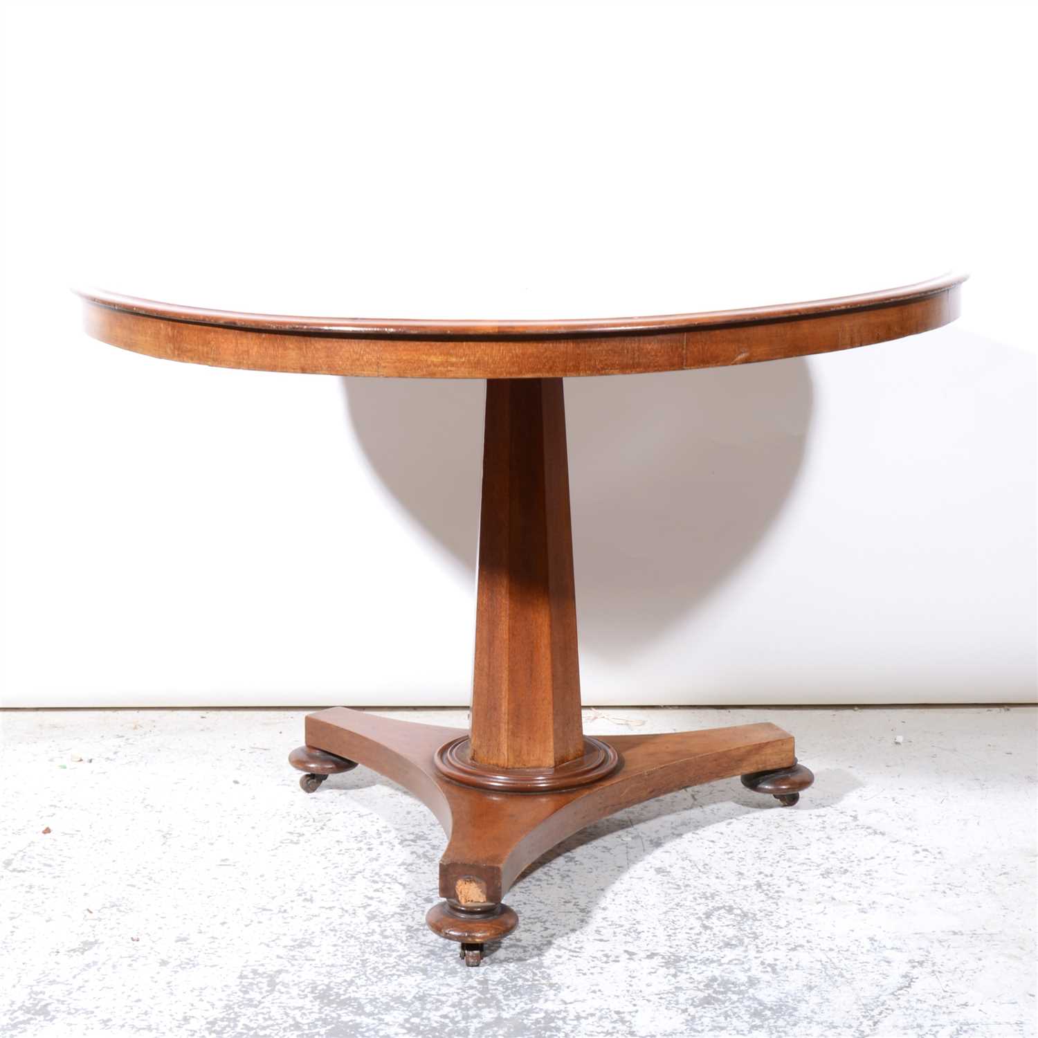 Lot 338 - Victorian mahogany breakfast table, circular tilt top.