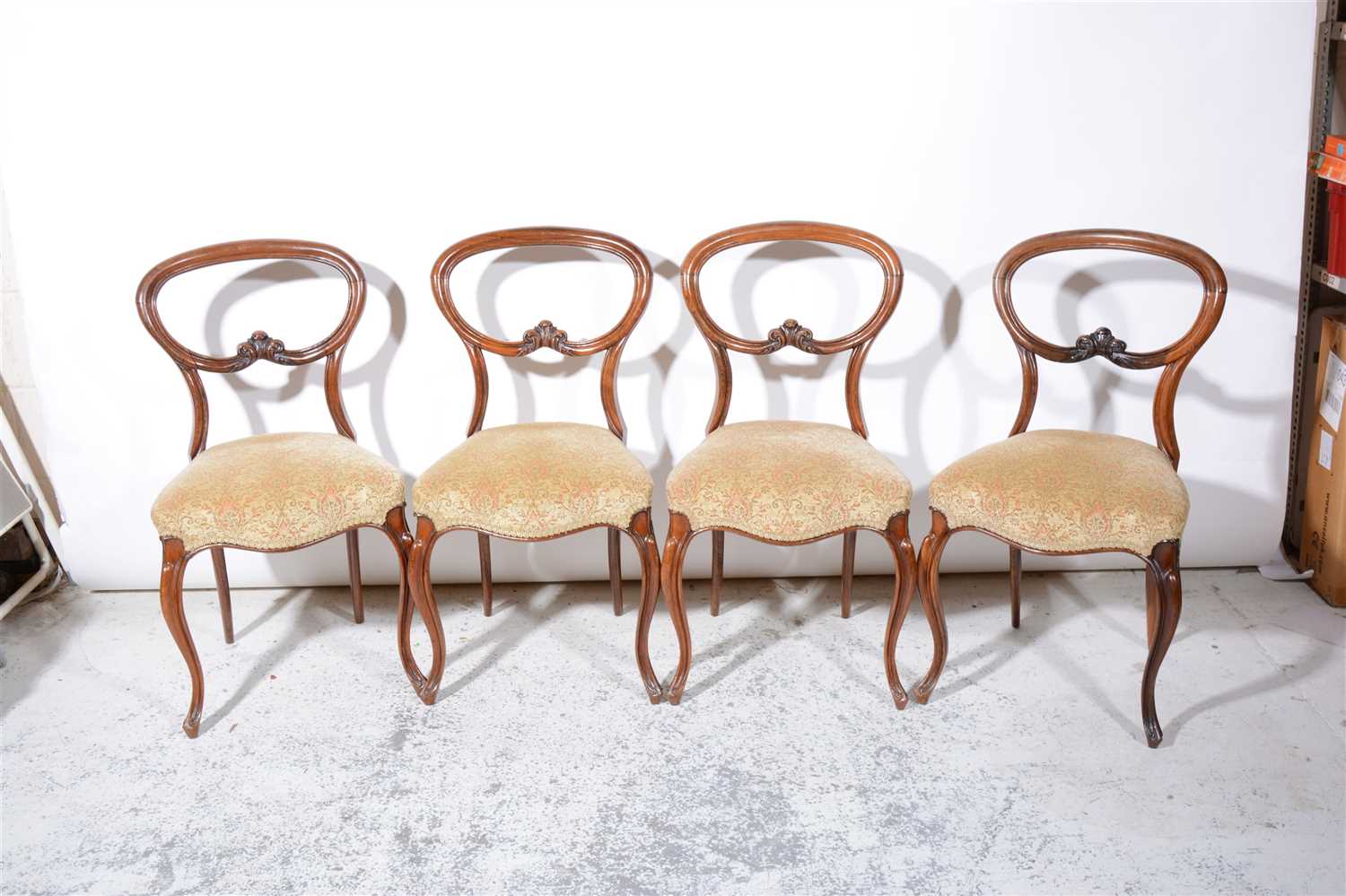 Lot 388 - Set of six Victorian rosewood hoop-back dining chairs.