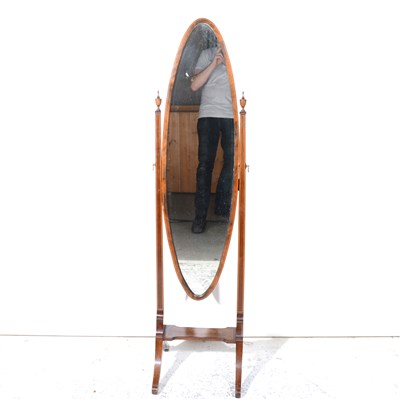 Lot 344 - Edwardian inlaid mahogany cheval mirror.