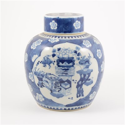 Lot 6 - Chinese blue and white ginger jar, 20th Century