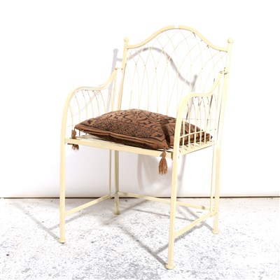 Lot 410 - Metal framed folding garden chair, cream painted