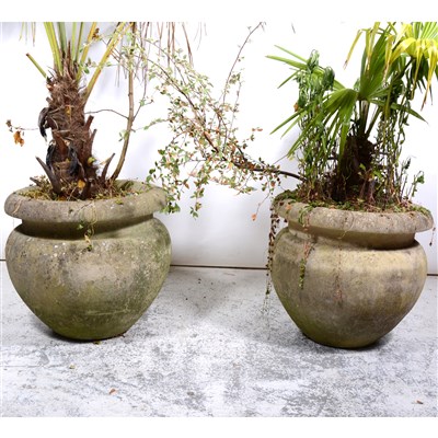 Lot 415 - Two large stone planters.