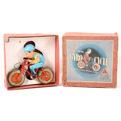 Lot 64 - Tri-ang Toys; tin-plate Gyro Cycle, in original box.