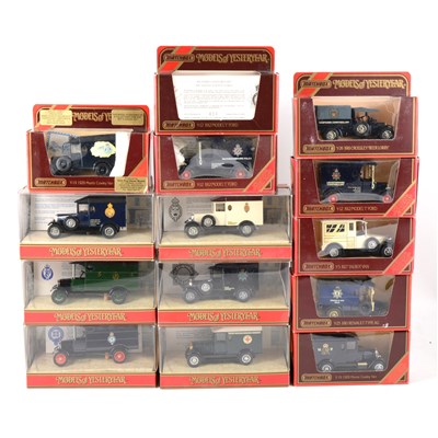 Lot 225 - Limited edition Matchbox Models of Yesteryear; fourteen die-cast models all with decals relating to the Police forces