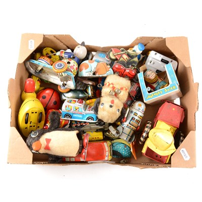 Lot 80 - Small tin-plate toys; a good quantity to including makers Yone, Lehmann, etc.