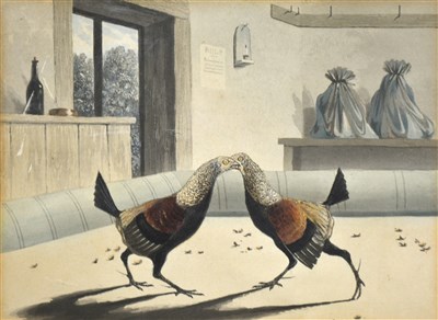 Lot 284 - After Henry Alken, Cock fighting, a set of six hand-coloured prints