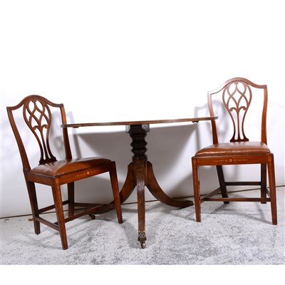 Lot 451 - Set of five Hepplewhite pattern inlaid mahogany dining chairs